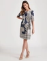 Millers 3/4 Sleeve Printed Knee Length Dress With Side Tie, hi-res