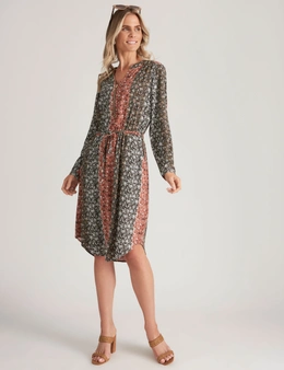 Millers 3/4 Sleeve Zip Detail Rayon Midi Dress