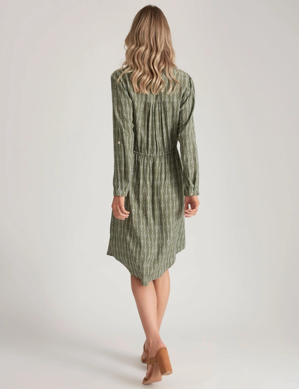 Millers 3/4 Sleeve Zip Detail Rayon Midi Dress, hi-res image number null
