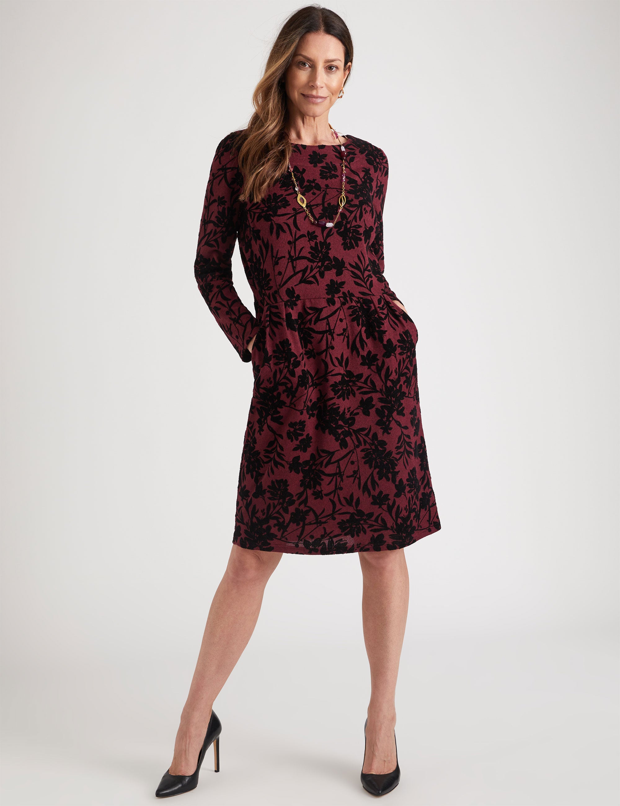 Millers Knee Length Flocked Printed Dress | W Lane