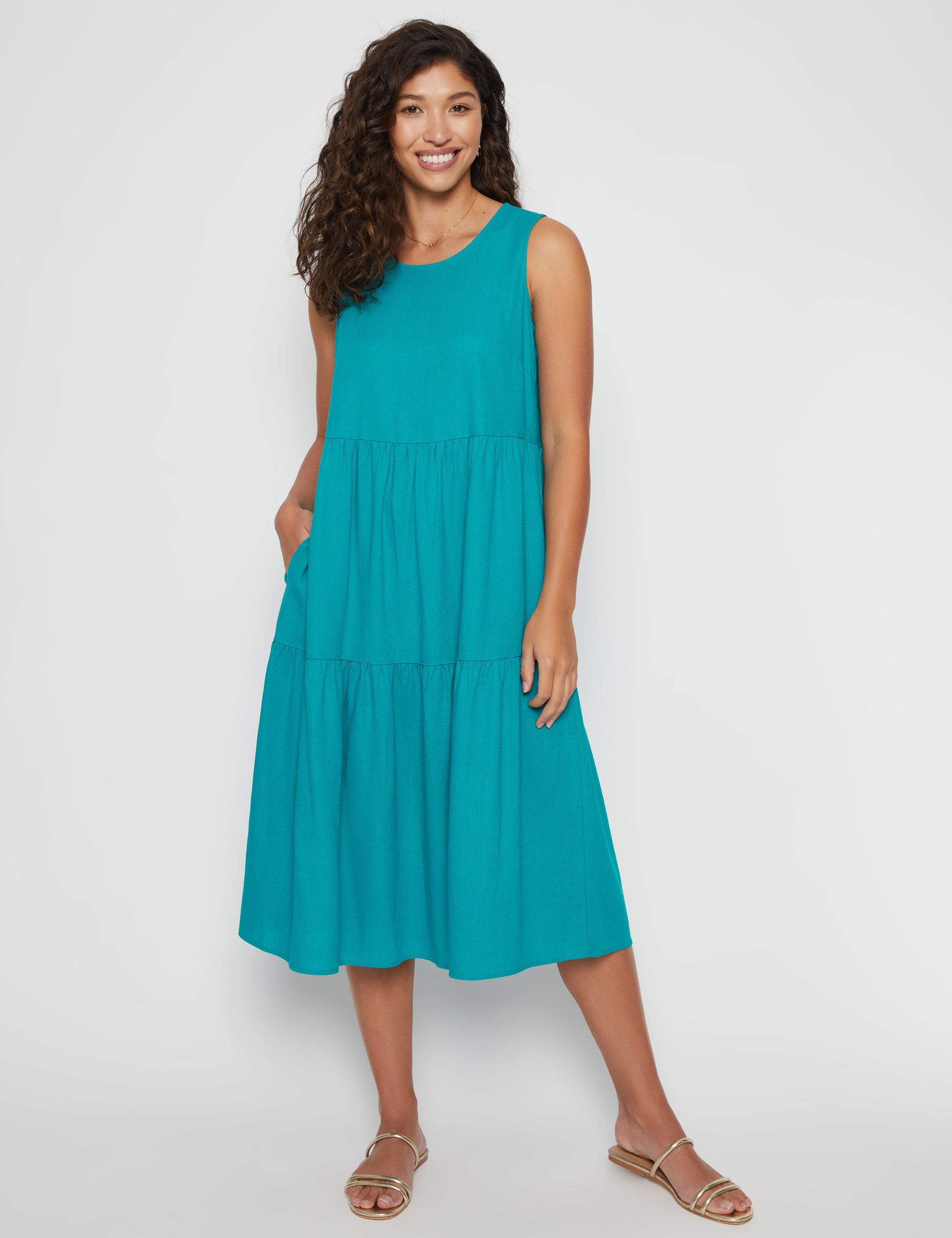 Millers Linen Blend Tiered Midi Dress | Millers