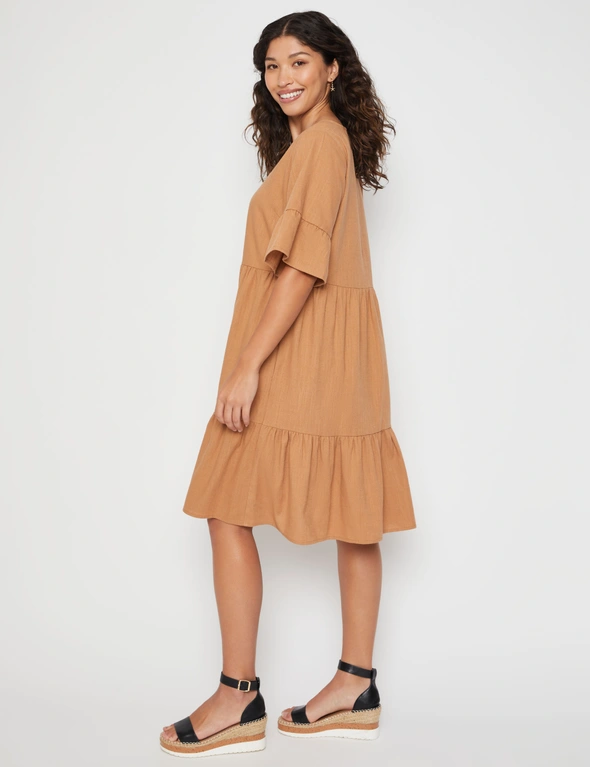 Millers Linen Blend Midi Dress with Flare Sleeve | Millers