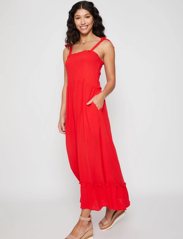 Millers Crinkle Maxi Dress with Bust Shirring & Tie Shoulders, hi-res image number null