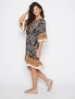 Millers Border Print Knee Length Rayon Dress with Flare Sleeve & Heatseal, hi-res