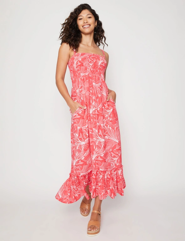 Millers Knee Length Printed Rayon Dress with Bust Shirring, hi-res image number null