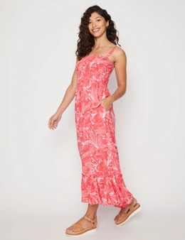 Millers Knee Length Printed Rayon Dress with Bust Shirring