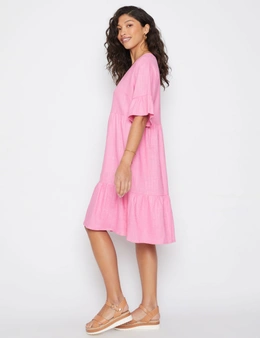 Millers Linen Blend Midi Dress with Flare Sleeve