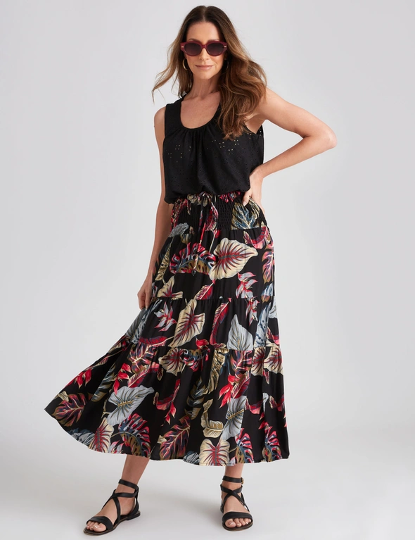Millers Tiered Maxi Rayon Skirt | Crossroads