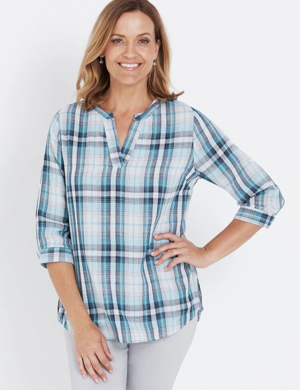 Millers Collarless Check Shirt, hi-res image number null