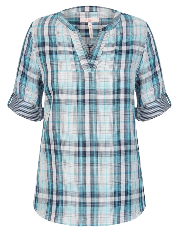 Millers Collarless Check Shirt, hi-res image number null