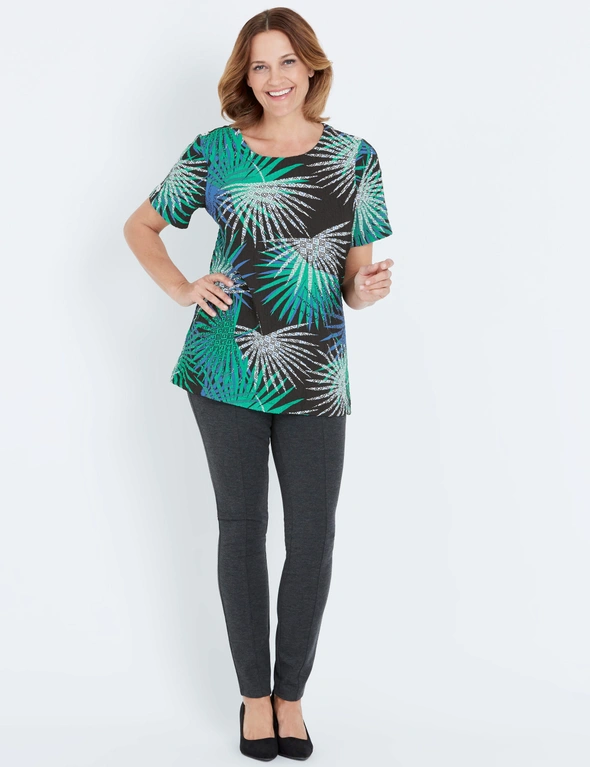 Millers Short Sleeve Button Side Fern Print Blouse, hi-res image number null