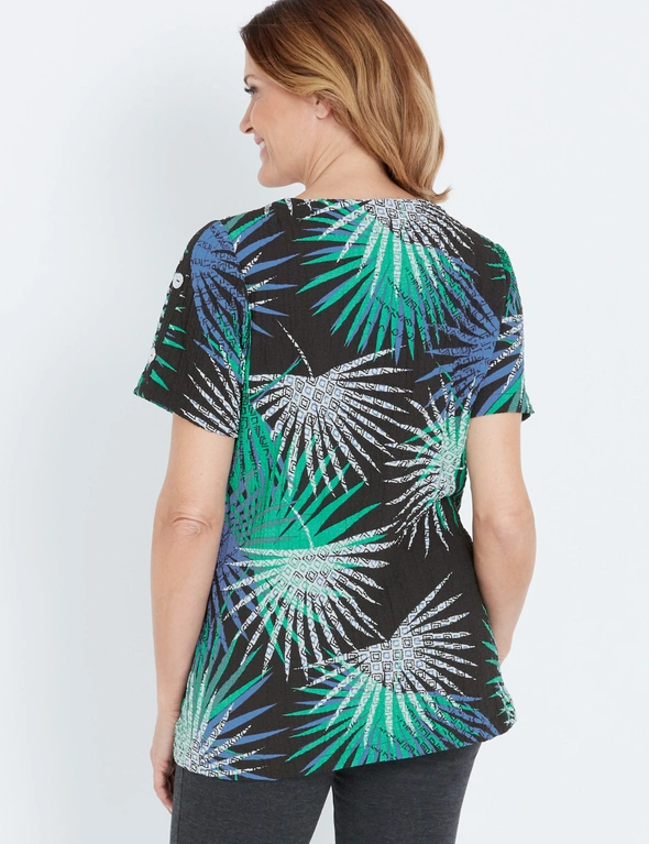 Millers Short Sleeve Button Side Fern Print Blouse, hi-res image number null