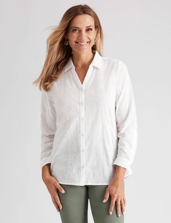 Millers Long Roll Sleeve Embroidered Shirt | Crossroads