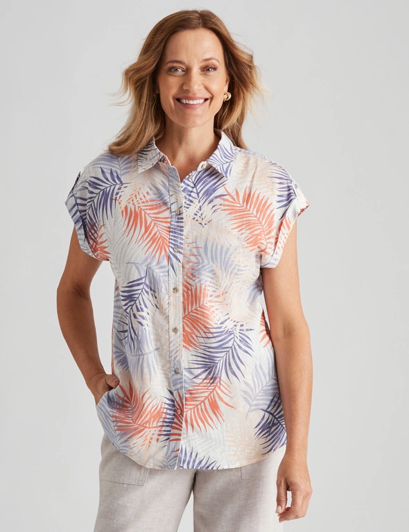 Millers Extended Sleeve Linen Blend Print Shirt, hi-res image number null