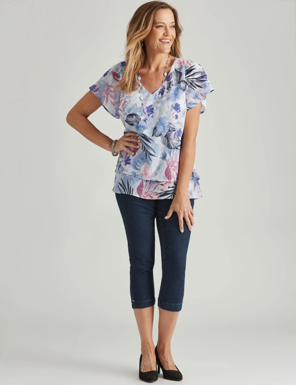 Millers Short Sleeve Layered Print Blouse, hi-res image number null