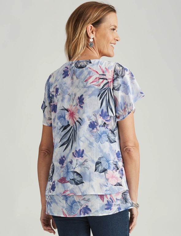 Millers Short Sleeve Layered Print Blouse, hi-res image number null