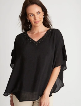 Millers Extended Sleeve Lace Trim Overlay Top