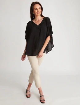 Millers Extended Sleeve Lace Trim Overlay Top