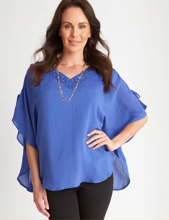 Millers Extended Sleeve Lace Trim Overlay Top, hi-res image number null