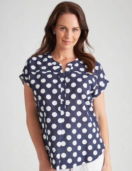Millers Extended Sleeve Notch Front Cotton Top