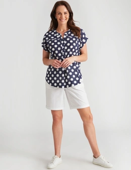 Millers Extended Sleeve Notch Front Cotton Top