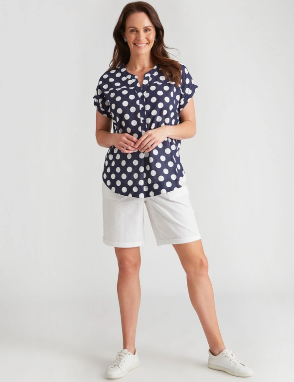 Millers Extended Sleeve Notch Front Cotton Top, hi-res image number null