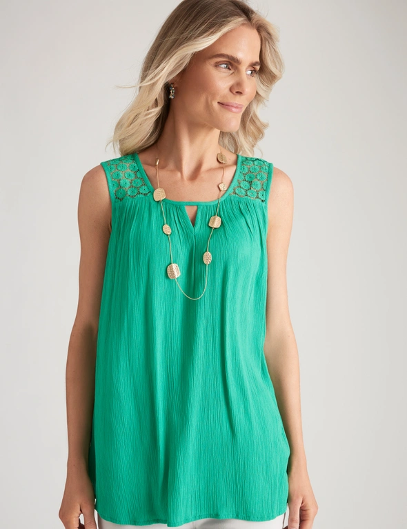 Millers Sleeveless Lace Insert Crinkle Tank, hi-res image number null
