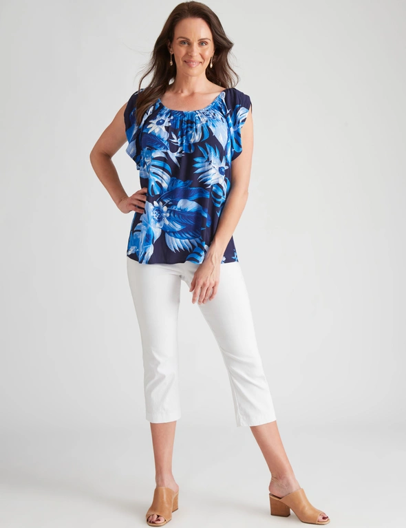 Millers Extended Sleeve Gathered Neck Print  Top, hi-res image number null
