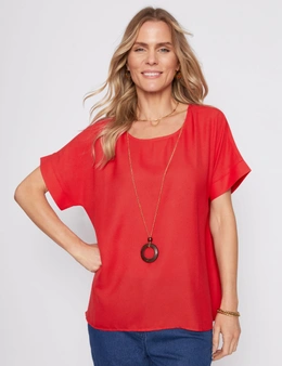 EXT SLEEVE BLOUSE WITH NECKLACE