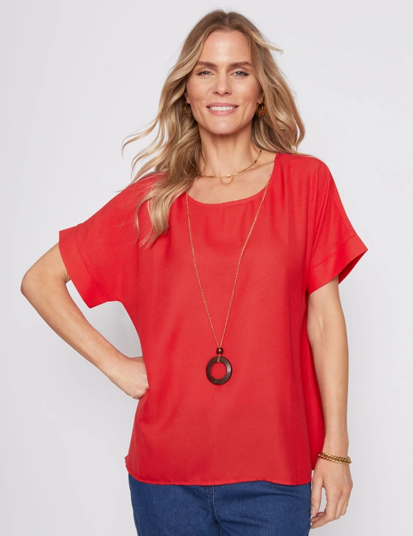 EXT SLEEVE BLOUSE WITH NECKLACE, hi-res image number null