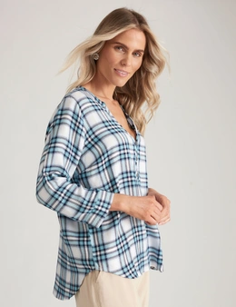 Millers Roll Sleeve Button Down Check Blouse