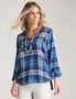 Millers Roll Sleeve Button Down Check Blouse, hi-res