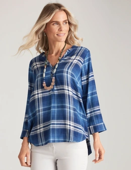 Millers Roll Sleeve Button Down Check Blouse