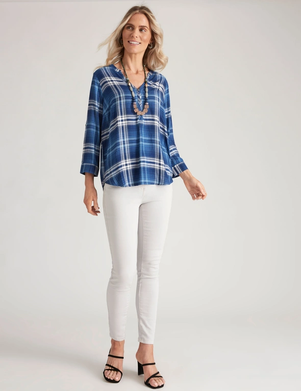 Millers Roll Sleeve Button Down Check Blouse, hi-res image number null