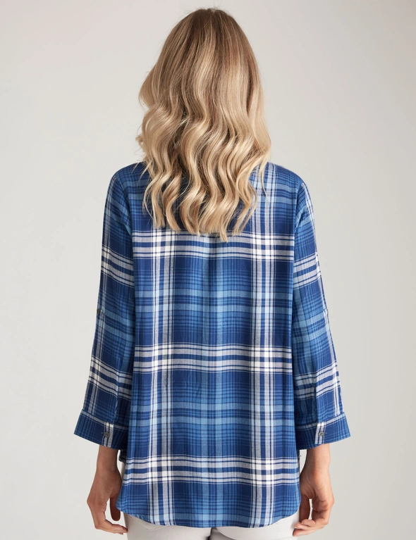 Millers Roll Sleeve Button Down Check Blouse, hi-res image number null