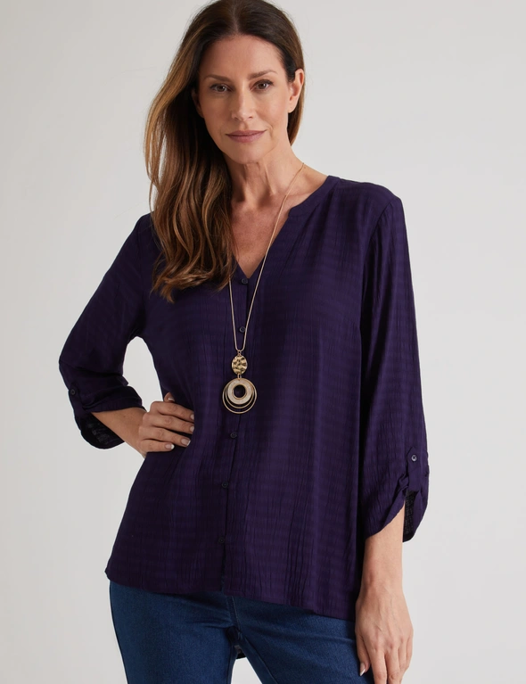 3/4 SLEEVE TEXTURED SPECIAL BLOUSE, hi-res image number null