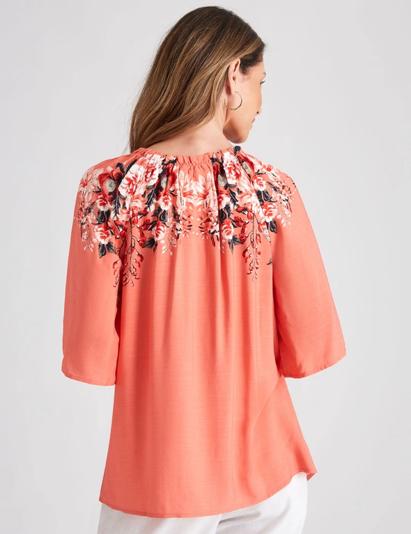 Millers Elbow Sleeve Placement Floral Blouse, hi-res image number null