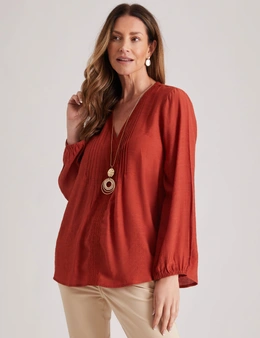 Millers Long Sleeve Lace Trim Textured Blouse