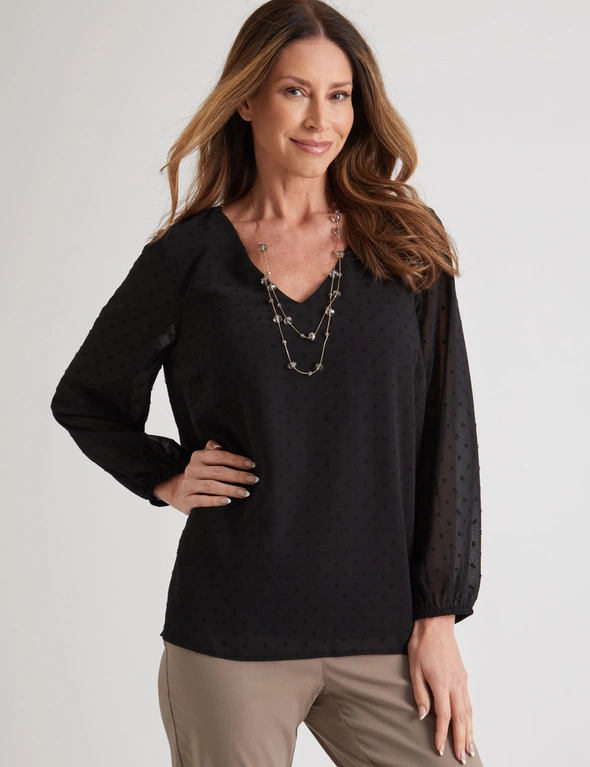 Millers Long Sleeve Dobby Blouse, hi-res image number null