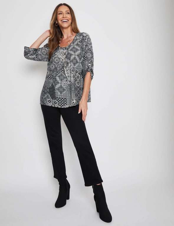 Millers 3/4 Tab Sleeve Pleat Front Blouse, hi-res image number null