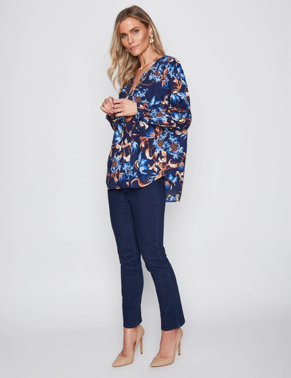 Millers Long Sleeve V Neck Rayon Blouse, hi-res image number null