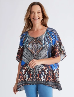 Millers Short Sleeve Placement Print Bling Blouse