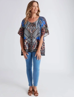 Millers Short Sleeve Placement Print Bling Blouse
