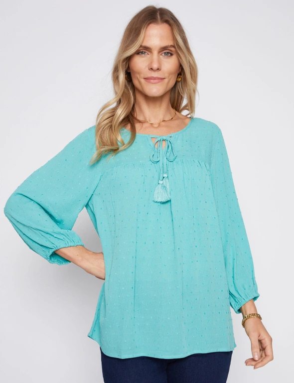 Millers 3/4 sleeve Dobby Blouse, hi-res image number null