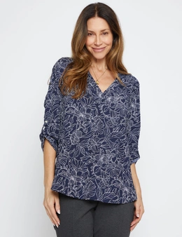 Millers 3/4 Tab Sleeve Bubble Texture Print Blouse