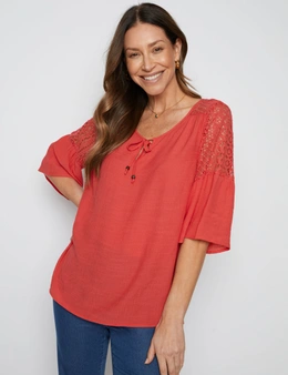 Millers Elbow Sleeve Lace Insert Blouse
