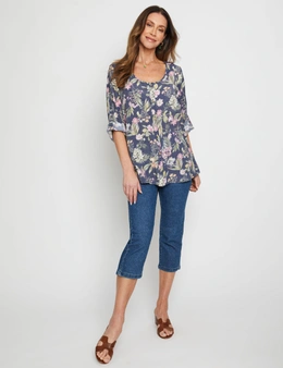 Millers 3/4 Sleeve Button Through Print Blouse