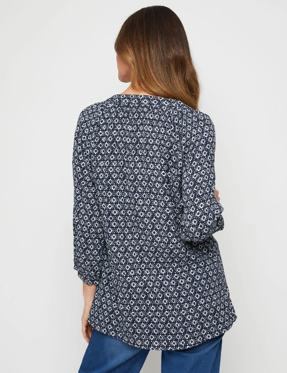 Millers 3/4 Sleeve Double Cheesecloth Print Blouse, hi-res image number null