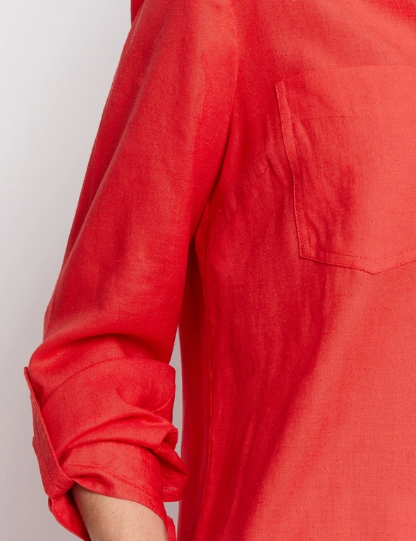 3/4 Roll Sleeve Linen Blend Shirt, hi-res image number null