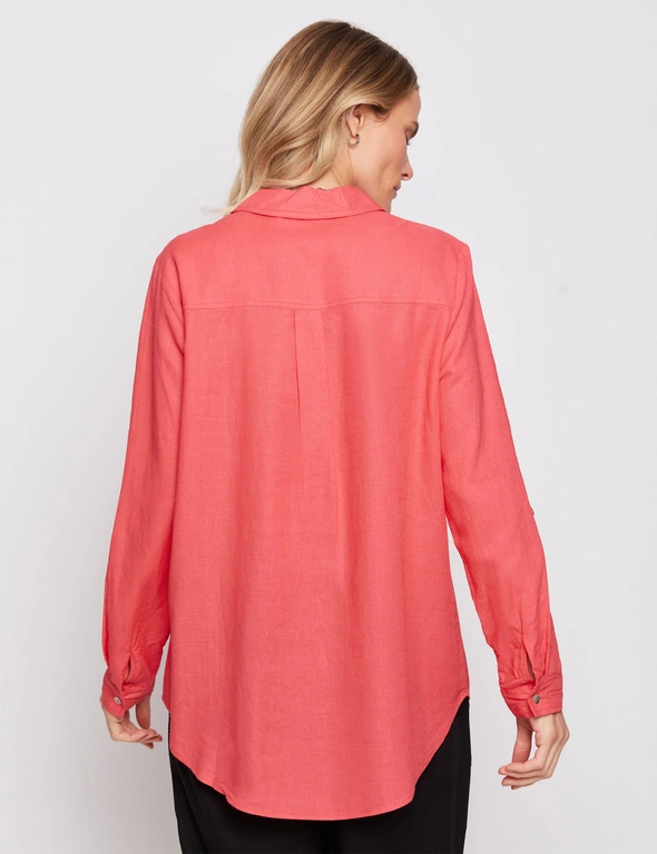 3/4 Roll Sleeve Linen Blend Shirt | Millers